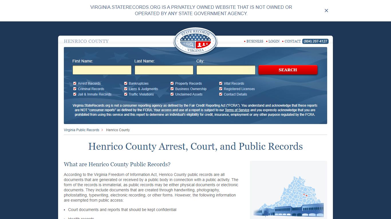 Henrico County Arrest, Court, and Public Records